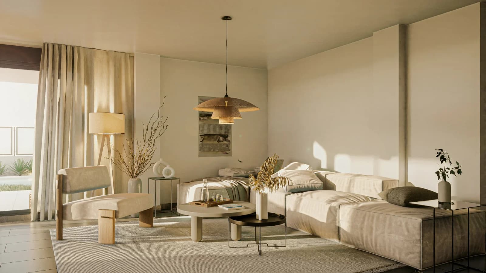 Illustrative work sample: a furnished living space from the example proposal.